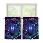 Dark Pisces Zodiac Sign Print Tier Curtains