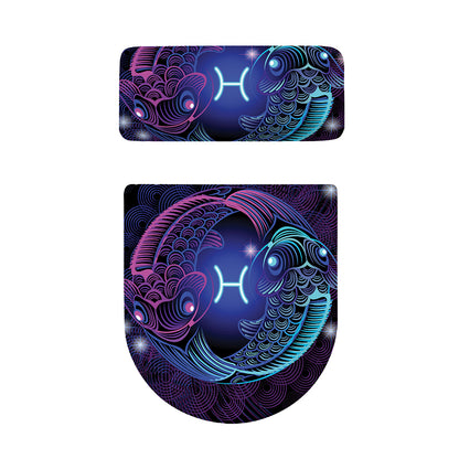 Dark Pisces Zodiac Sign Print Toilet Lid And Tank Cover Set