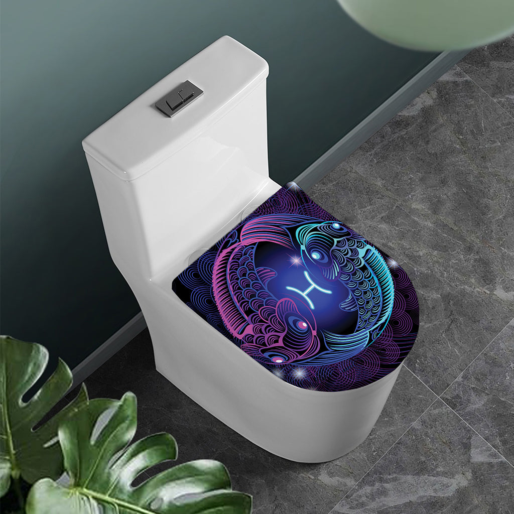 Dark Pisces Zodiac Sign Print Toilet Lid Cover