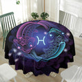 Dark Pisces Zodiac Sign Print Waterproof Round Tablecloth