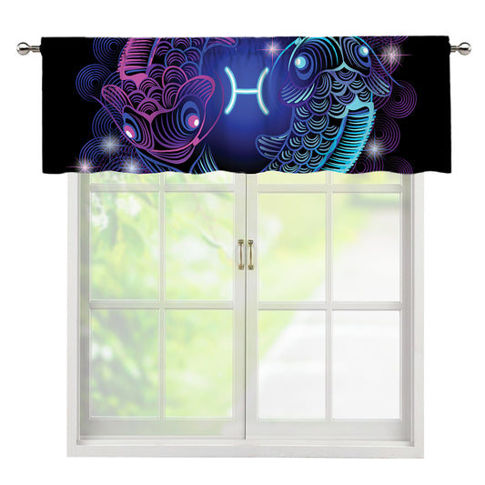 Dark Pisces Zodiac Sign Print Window Valance