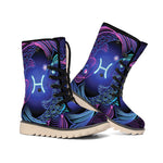 Dark Pisces Zodiac Sign Print Winter Boots
