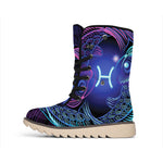 Dark Pisces Zodiac Sign Print Winter Boots