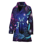 Dark Pisces Zodiac Sign Print Women's Bathrobe