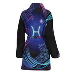Dark Pisces Zodiac Sign Print Women's Bathrobe