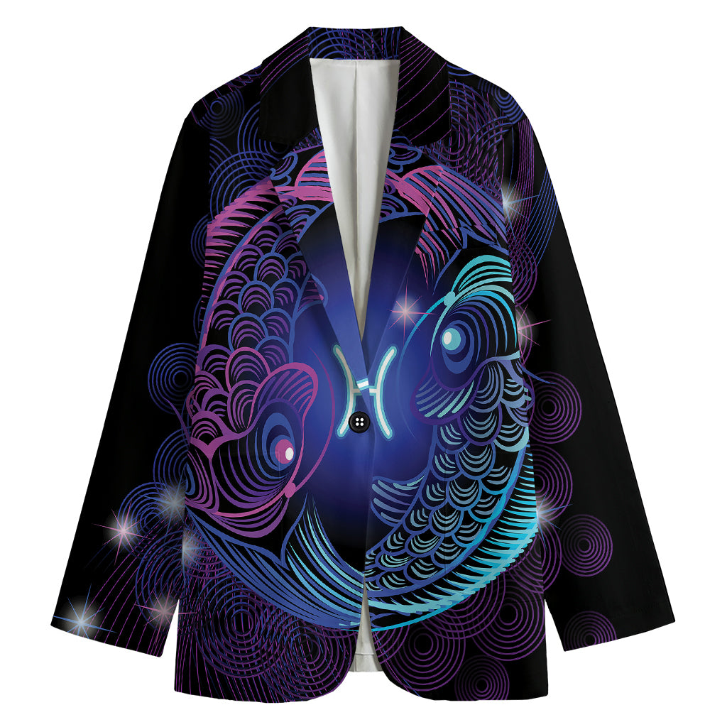 Dark Pisces Zodiac Sign Print Women's Blazer