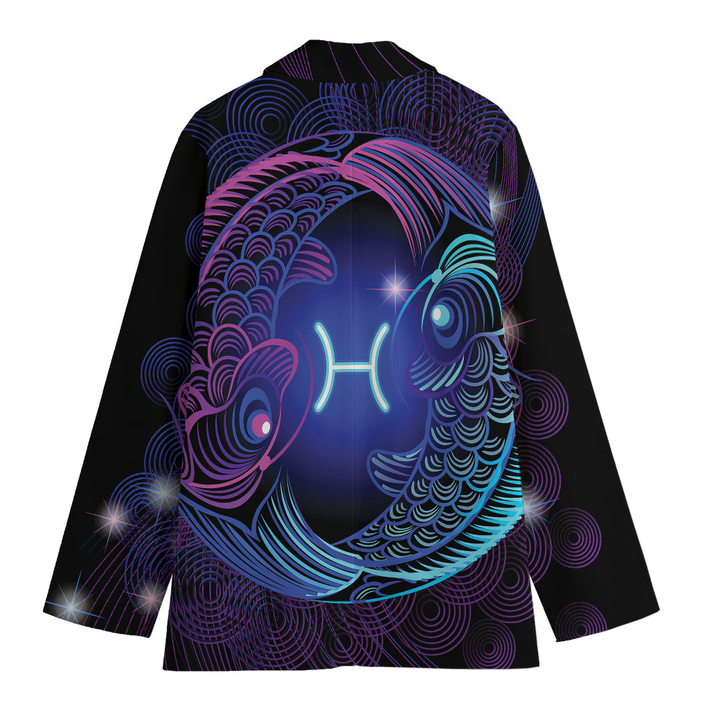 Dark Pisces Zodiac Sign Print Women's Blazer