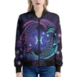 Dark Pisces Zodiac Sign Print Women's Bomber Jacket