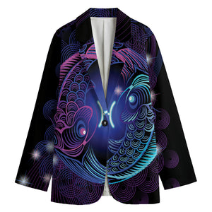 Dark Pisces Zodiac Sign Print Women's Cotton Blazer