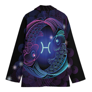 Dark Pisces Zodiac Sign Print Women's Cotton Blazer