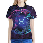 Dark Pisces Zodiac Sign Print Women's Polo Shirt