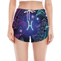 Dark Pisces Zodiac Sign Print Women's Split Running Shorts