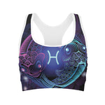 Dark Pisces Zodiac Sign Print Women's Sports Bra