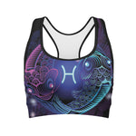 Dark Pisces Zodiac Sign Print Women's Sports Bra