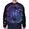 Dark Pisces Zodiac Sign Print Zip Sleeve Bomber Jacket