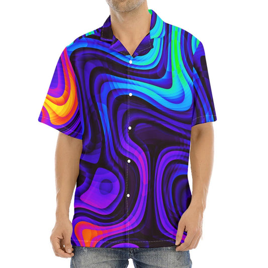 Dark Psychedelic Trippy Print Aloha Shirt
