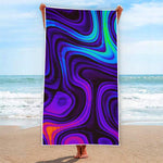 Dark Psychedelic Trippy Print Beach Towel