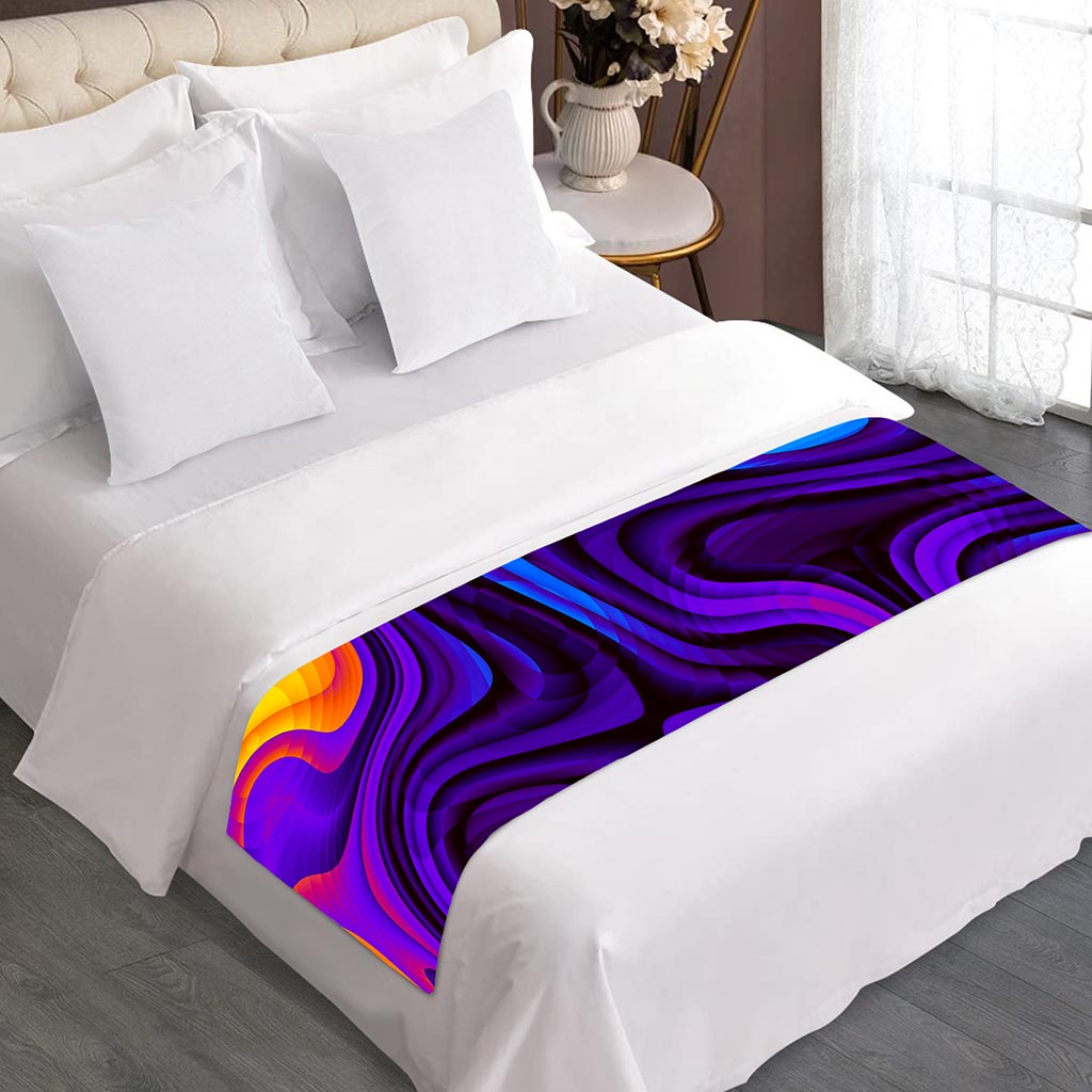 Dark Psychedelic Trippy Print Bed Runner