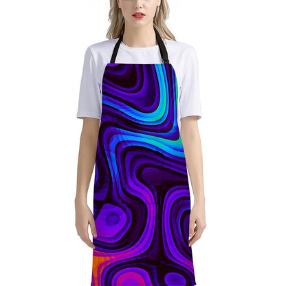 Dark Psychedelic Trippy Print Bib Apron With Pocket