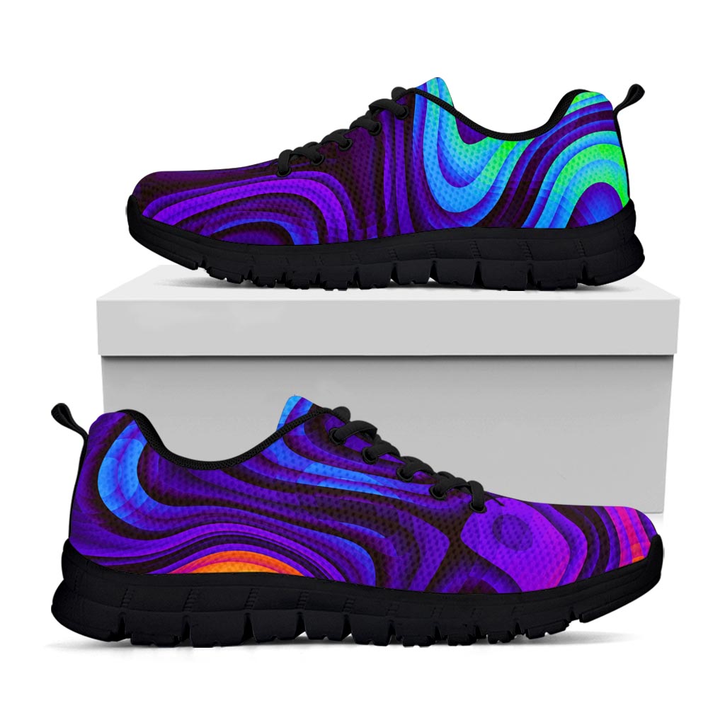 Dark Psychedelic Trippy Print Black Running Shoes