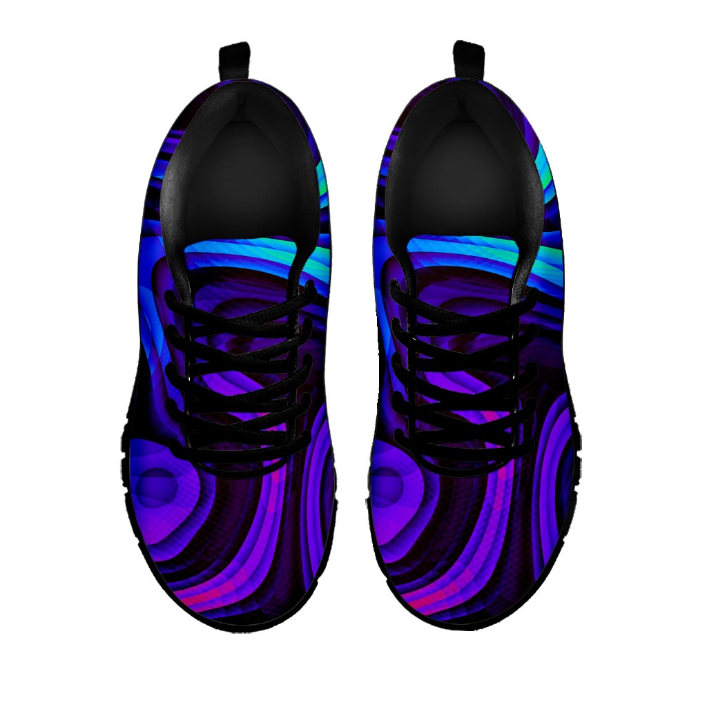 Dark Psychedelic Trippy Print Black Running Shoes