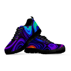 Dark Psychedelic Trippy Print Black Running Shoes