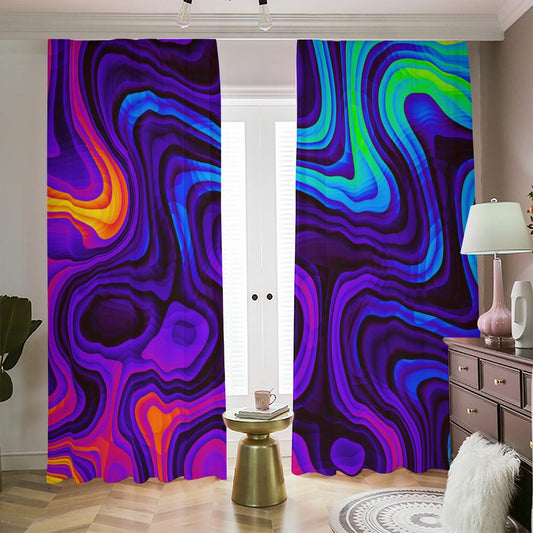 Dark Psychedelic Trippy Print Blackout Pencil Pleat Curtains