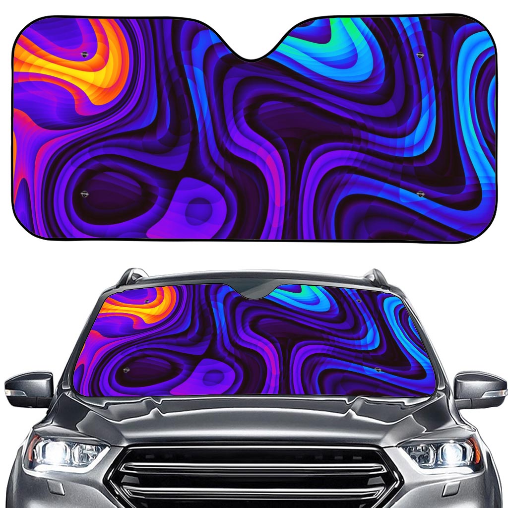 Dark Psychedelic Trippy Print Car Windshield Sun Shade