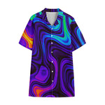 Dark Psychedelic Trippy Print Cotton Hawaiian Shirt