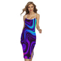 Dark Psychedelic Trippy Print Cross Back Cami Dress