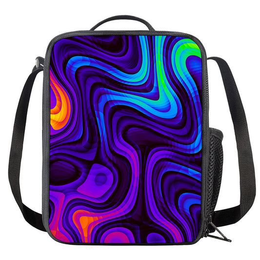 Dark Psychedelic Trippy Print Crossbody Lunch Bag