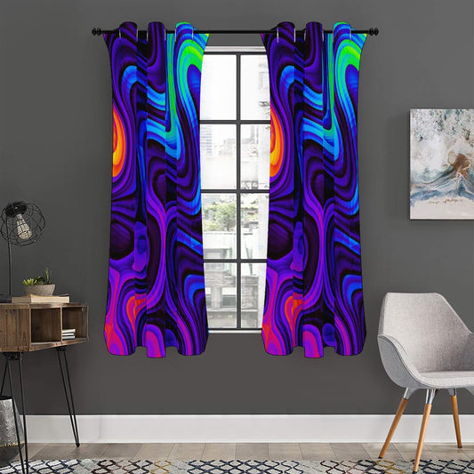 Dark Psychedelic Trippy Print Curtain
