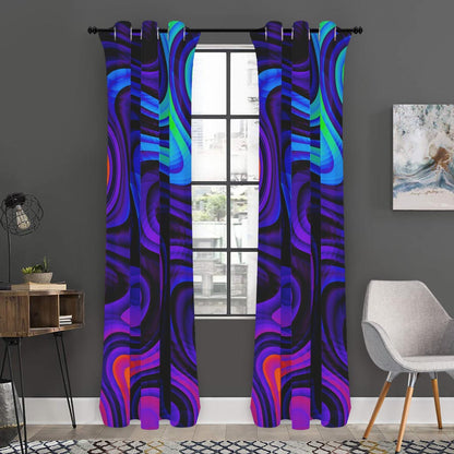 Dark Psychedelic Trippy Print Curtain