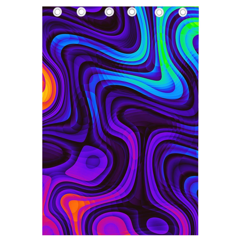 Dark Psychedelic Trippy Print Curtain