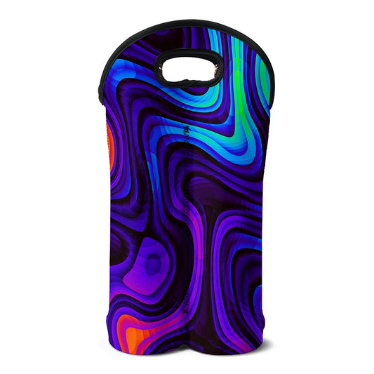 Dark Psychedelic Trippy Print Double Neoprene Wine Tote