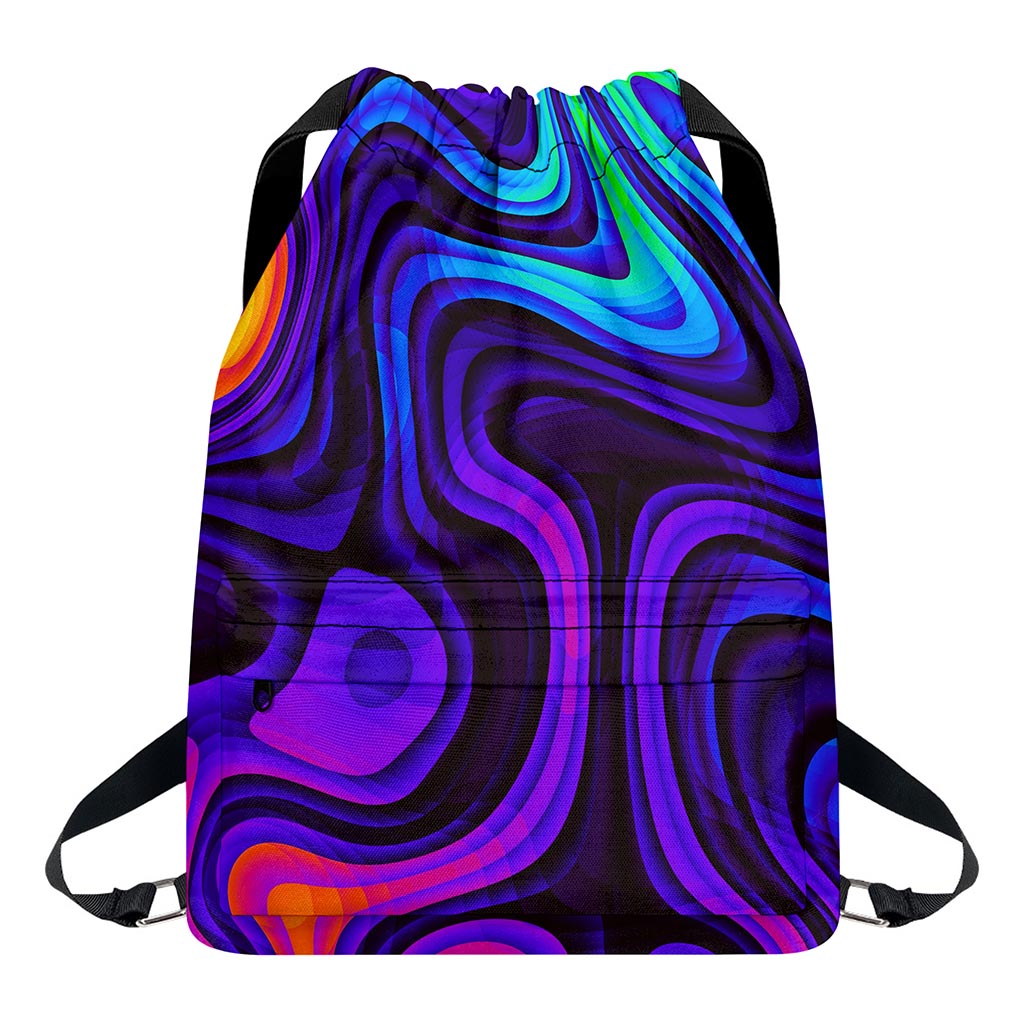 Dark Psychedelic Trippy Print Drawstring Backpack