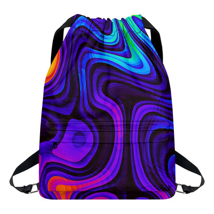 Dark Psychedelic Trippy Print Drawstring Backpack