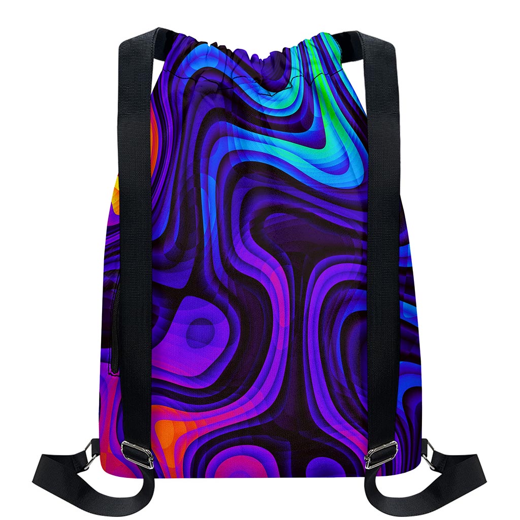 Dark Psychedelic Trippy Print Drawstring Backpack