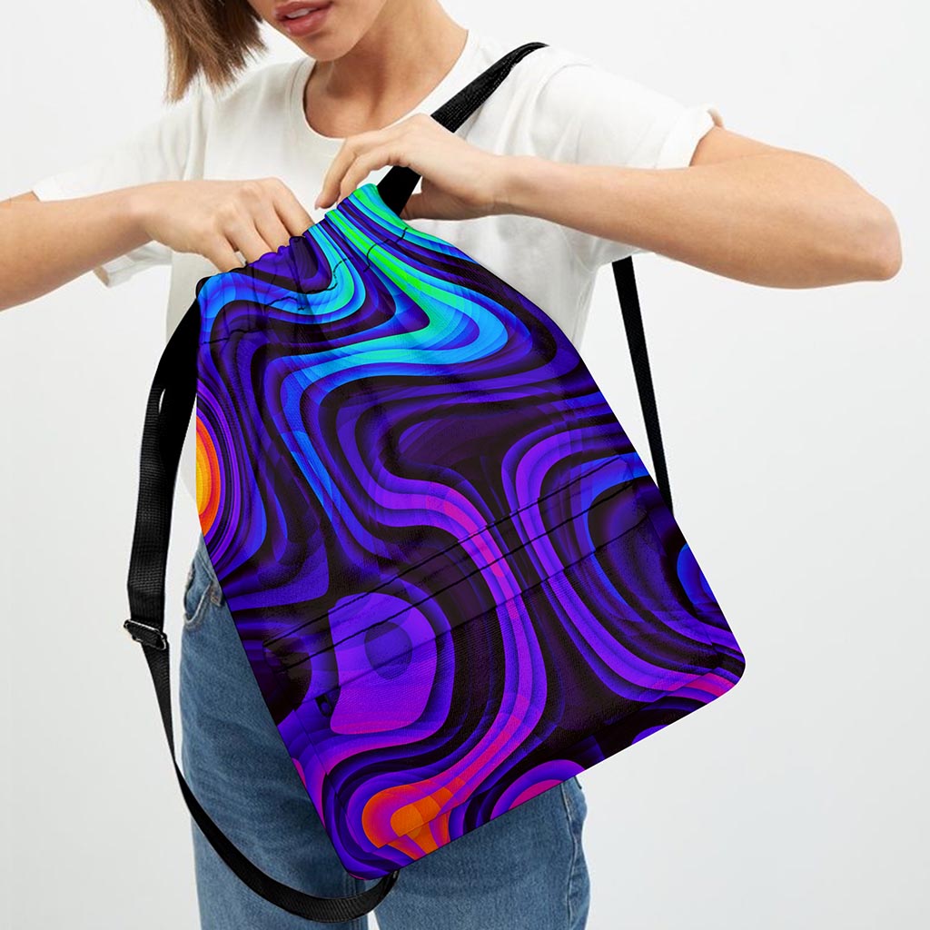 Dark Psychedelic Trippy Print Drawstring Backpack