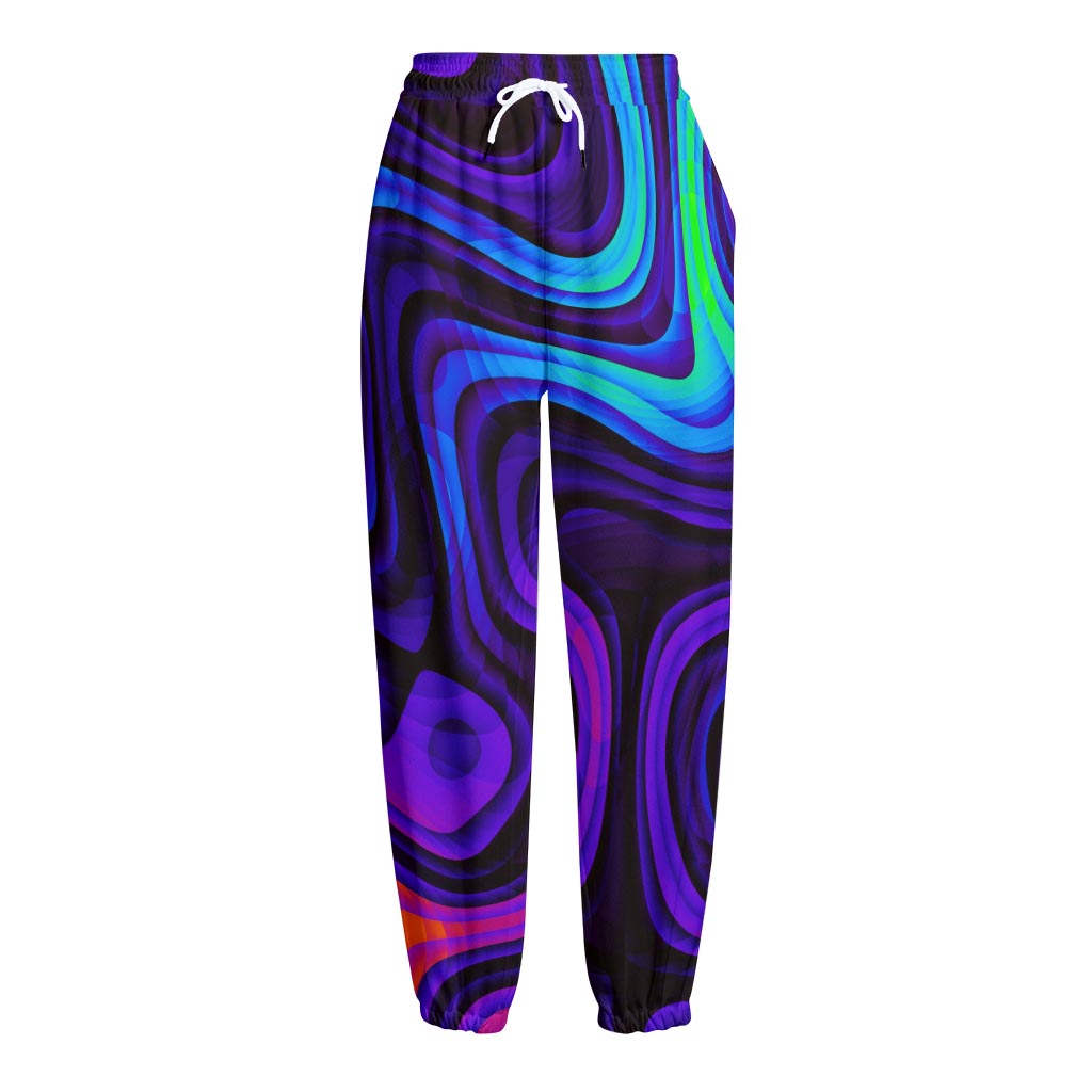 Dark Psychedelic Trippy Print Fleece Lined Knit Pants