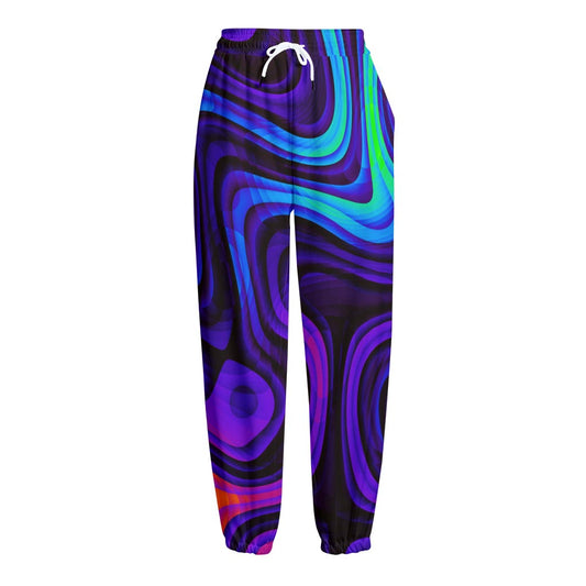 Dark Psychedelic Trippy Print Fleece Lined Knit Pants