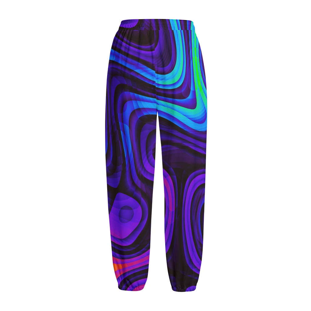 Dark Psychedelic Trippy Print Fleece Lined Knit Pants