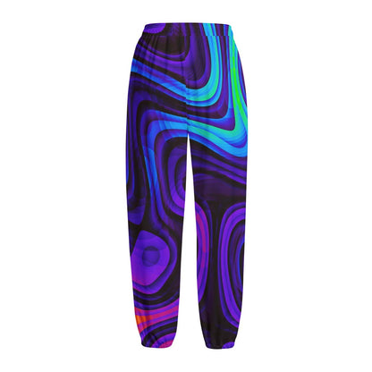 Dark Psychedelic Trippy Print Fleece Lined Knit Pants