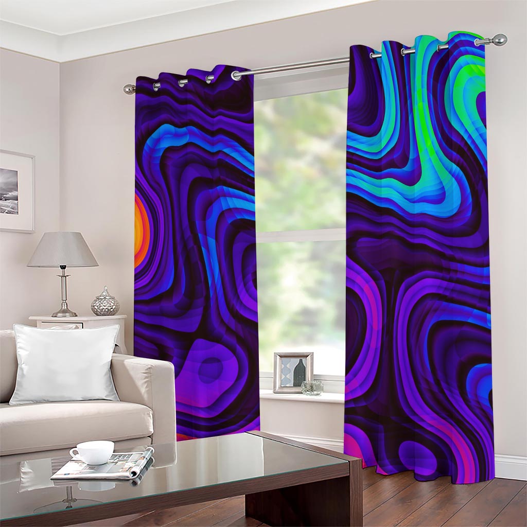 Dark Psychedelic Trippy Print Grommet Curtains