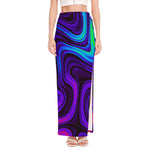 Dark Psychedelic Trippy Print High Slit Maxi Skirt