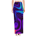 Dark Psychedelic Trippy Print High Slit Maxi Skirt