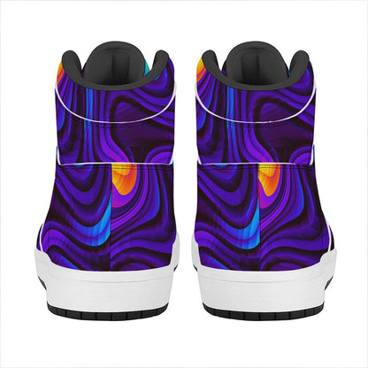 Dark Psychedelic Trippy Print High Top Leather Sneakers