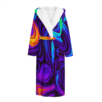 Dark Psychedelic Trippy Print Hooded Bathrobe