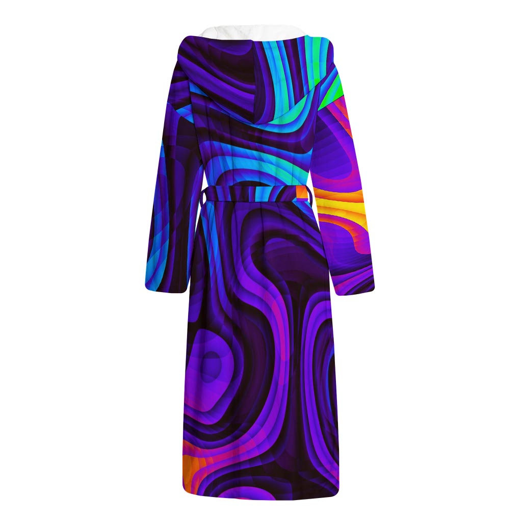 Dark Psychedelic Trippy Print Hooded Bathrobe