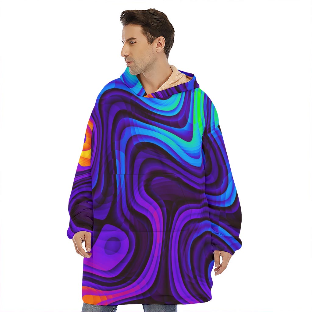 Dark Psychedelic Trippy Print Hoodie Blanket